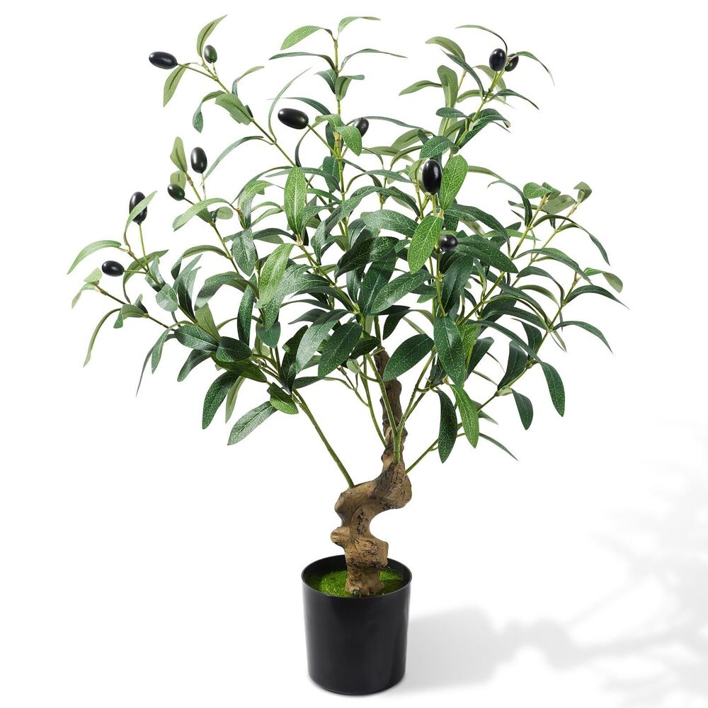 6400 2ft Artificial Olive Tree with Pot,12 Fruits Tabletop Faux Plants Mini